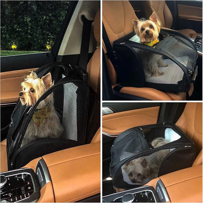 Deluxe Backpack Pet Travel Carrier with Double Wheels for Pets up to 10 Pounds - Black - Approved by Most Airlines