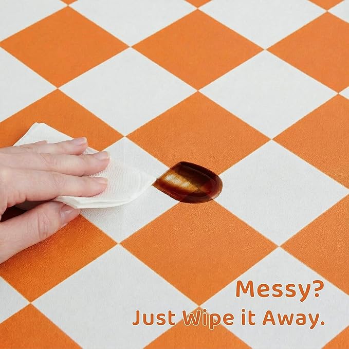 Ralxion Checkered Dog Feeding Mat, Absorbent Mats for Dog Food and Water Bowl, Dispenser, Aesthetic Orange Checkerboard Pet Placemat for Dogs, Cats, Puppy Accessories (Orange, 12 x 19)