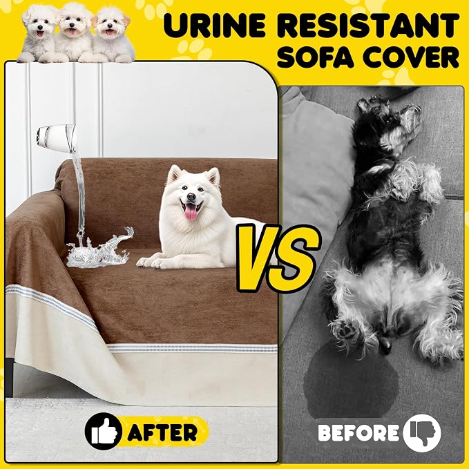 Loiion Cat Scratch Proof Furniture Protector Waterproof Sofa Cover 150"x91" | Pet-Friendly Couch Protector, Anti-Scratch & Anti-Slip Sofa Cover For Cats Dogs Kids, Machine Washable