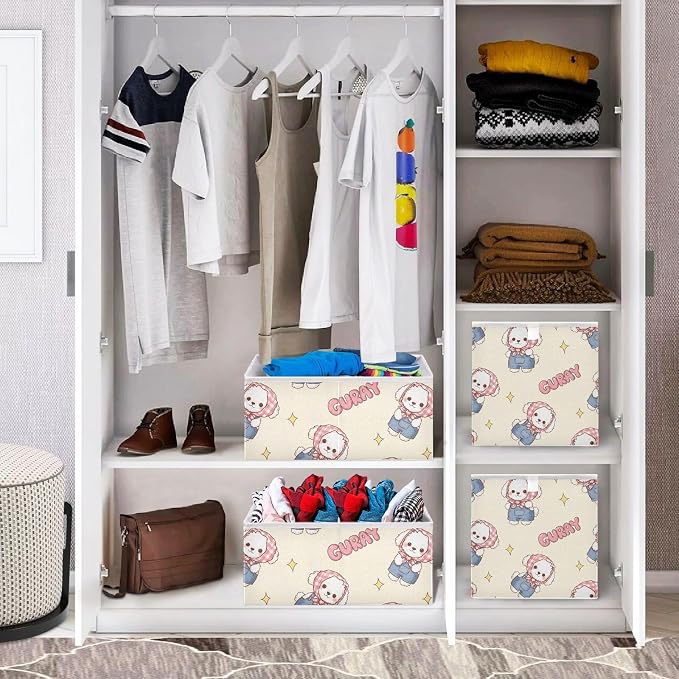 Foldable Storage Bin Waterproof Closet Organizer Box with Handle | Plush Puppy Storage Crate, wipeable, Foldable Hollow Board, Top Handle, For Home Closet