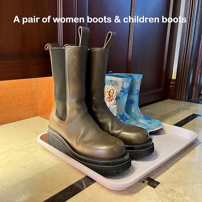 WATANIYA PET Boot Tray and Multi-Purpose Mat, 2 Packs in 16.7"x12.8", Waterproof, Raised Edge for Boots, Shoes and Pets Indoor/Outdoor