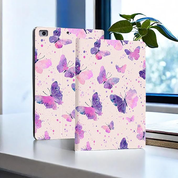 for Microsoft Surface Pro 7 Plus,Surface Pro 7/6/5/4 12.3" Tablet Case,Auto Wake/Sleep,Adjustable Stand Protective Cover - Watercolor Butterfly