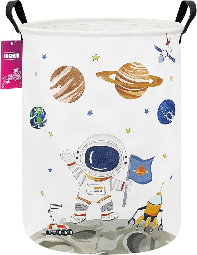 Astronaut Fabric Storage Bin Nursery Organizer Basket | Organizer Bin Dirty Clothes Collapsible Waterproof for College Dorms, Boys and Girls Bedroom,Bathroom