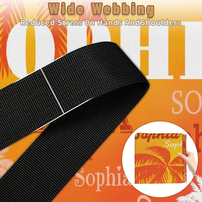 Custom Name Large Clothes Storage Organization with Lids, Shelf Basket, Bedding Clothes Towel Storage Bin for Nursery, Gift Basket, Pet Basket, Dark Orange Tropical Palm Trees Gradient Yellow Orange