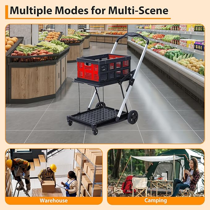 2-Tier Double Cat Litter Box Enclosure Furniture with Doors, Foldable Shopping Cart for Groceries, Hidden Storage, Ladder, Hammock, Metal Mesh for Apartment, Office, Travel, Green