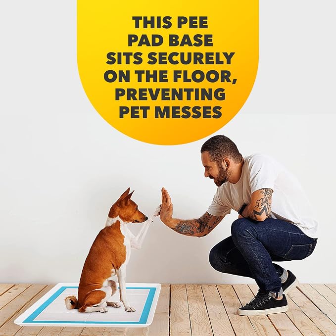 Dog Pee Pad Holder - Fits Up to 24” x 24” Pee Pad - 1 Pack - White | Stable Grip, Raised Edges, Quick-Wipe Silicone Surface Dog Potty Tray Holder for Indoor Flooring Protection
