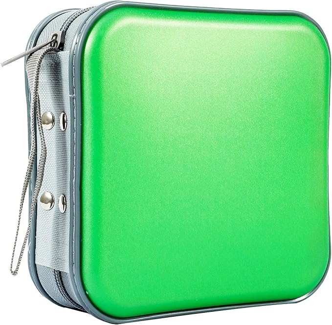 CD Case, 40 Capacity CD DVD Case Wallet Holder Portable Disc VCD Heavy Duty Binder Storage Organizer (Green)