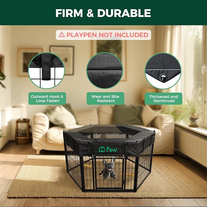 FXW Mesh Top Cover for 24" H 6-Panel Dog Playpen, Hexagon | Helps Deter Jump-Outs, Tear-Resistant, Quick Setup, Compact Storage, Fits FXW Only, Playpen Not Included