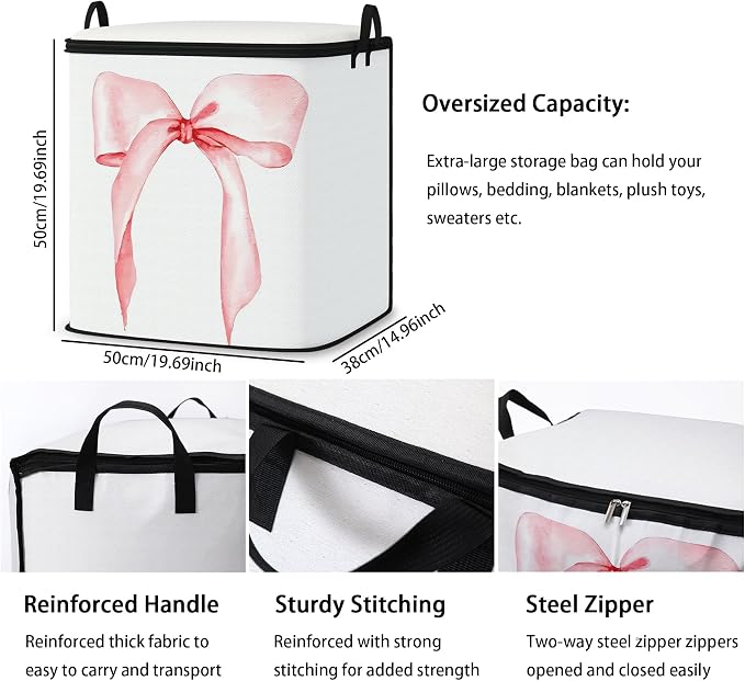 2pcs blanket storage bag for under bed,closet organizers 95L | clothing sweater sheet bedding comforter duvet quilt pillow toy storage bags with lids,dorm room essentials for containers