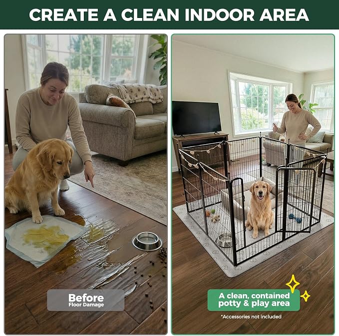 FXW Rollick Dog Playpen with Washable Pee Pad, 40"H, 8 Panels | Heavy-Duty & Easy setup Play Area, Super Absorbent Pad for Easy Cleanup, For Medium & Large Dogs, Patented