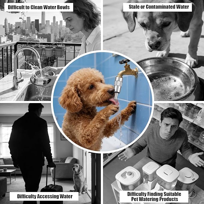 Qinyoung 4 Pack Automatic Dog Faucet Waterers, 3/4" Lick-Activated Dog Water Fountain Hose Spigot Attachment with Anti-Leak Tape for Dogs, Livestock
