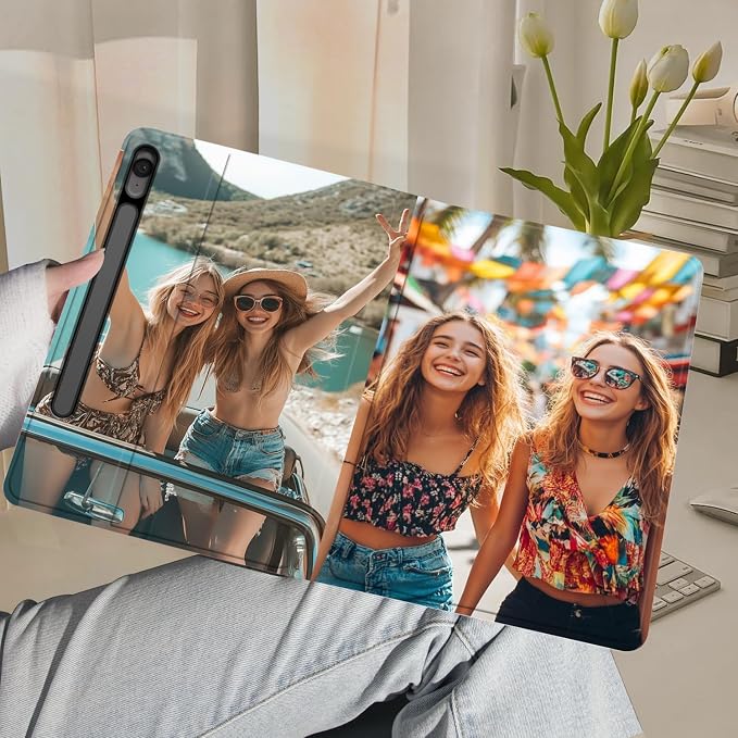 Custom Photo Personalized Flip Case for Samsung Galaxy Tab S9 FE 11 inch(2023),Model Code: SM-X510/X516B, Samsung Galaxy Tablet Customized Picture Text Leather Stand Cover Protective Case