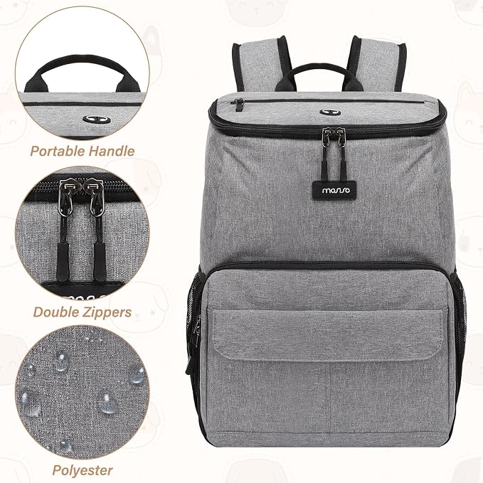 MOSISO Dog Travel Bag Backpack, Airline Approved Pet Organizer Daypack | Multi-Pockets Pet Supplies Storage Backpack with 2 Dog Food Baskets for Traveling Weekend Away, Grey