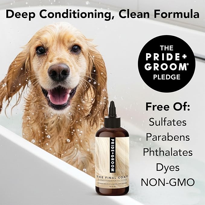 Pride and Groom The Final Coat Dog Conditioner – Formulated with All Natural Ingredients to Untangle and Nourish Any Coat for Improved Manageability and Long Lasting Shine – 16oz