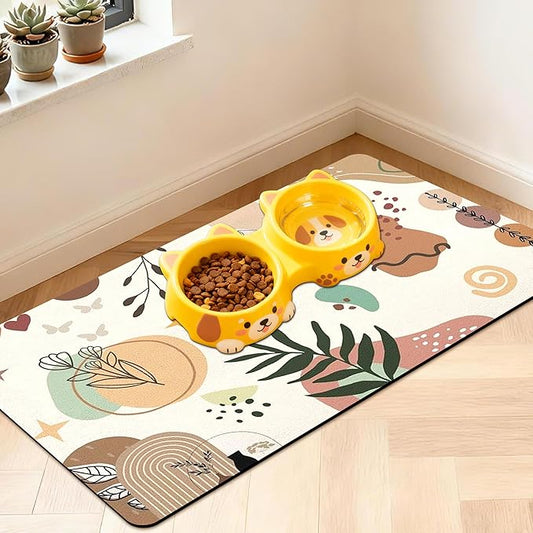 Pet Feeding Mat for Floors Waterproof Dog Mat for Food and Water Absorbent Quick Dry Non Slip mat for Cat Bowls