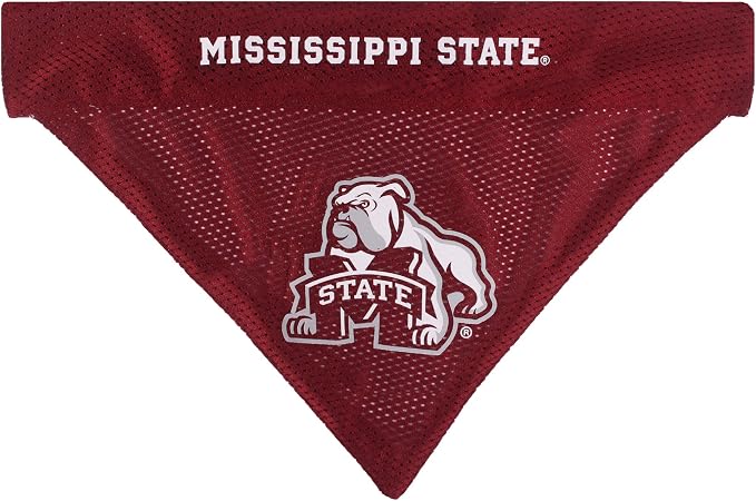 Pets First Collegiate Pet Accessories, Reversible Bandana, Mississippi State Bulldogs, Small/Medium