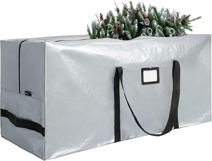 Large Christmas Tree Storage Bag Heavy Duty 7.5 Ft (Gray) | Protects From Moisture & Dust, Holiday Storage, Alternative To Tree Storage Box
