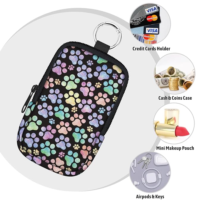 Hand Sanitizer Holder, Dog Paw Spray Case Zippered Pouch | Keychain, Travel Size, Cute Fashion Accessory with Snap Hook, for Glow Mist and Power Mist 1FL OZ, Mini Small Pocket Clip on