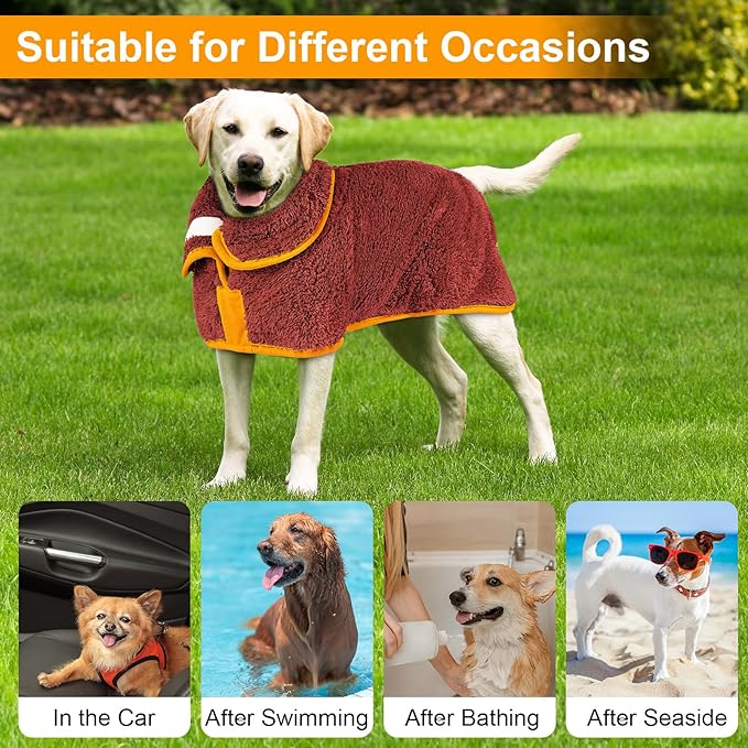 Dog Bathrobe Super Absorbent Dog Towels Large Quick Drying Robes for After Bath Soft Adjustable Warm Keeping Dogs Towel(S-XXL)