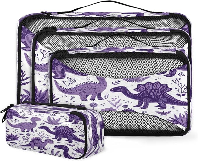 Dinosaurs Packing Cubes for Travel, Luggage Packing Organizers, Cute Cartoon Dino Travel Accessories Large Toiletries Bag for Clothes Shoes Cosmetics Toiletries