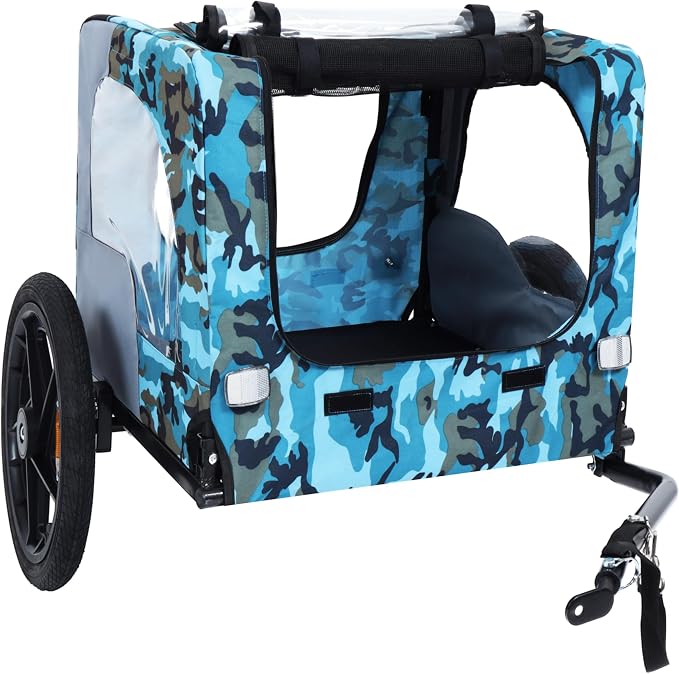 ZeHuoGe Pet Bike Trailer for Small to Medium Pets, Pet Cart Bicycle Wagon,23.62”x17.71” Roomy Cabin, Foldable & Portable, Universal Fit for 20”-29” Bikes