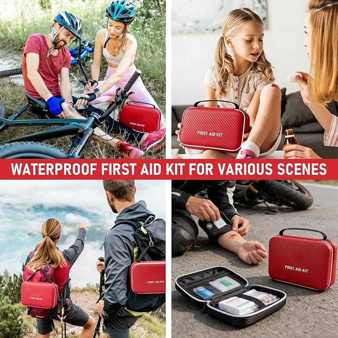 First Aid Kit - Smart Compartments Medical Kit with EVA Hard Shell, Large Capacity for Various Emergency Supplies, Emergency Kit for Home, Car, Travel, Businesses, Camping, Hiking, Outdoor Emergencies