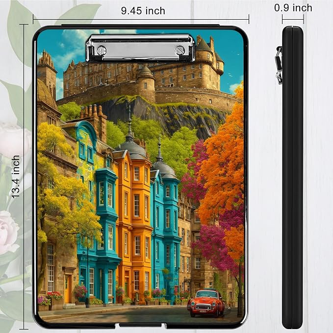 Heavy Duty Storage Clipboard, Slim Nursing Clipboard with Internal Pen Case, Portable File Organizer Case for A4 Letter Size Paper Office Medical Professionals, Castle Maple Tree