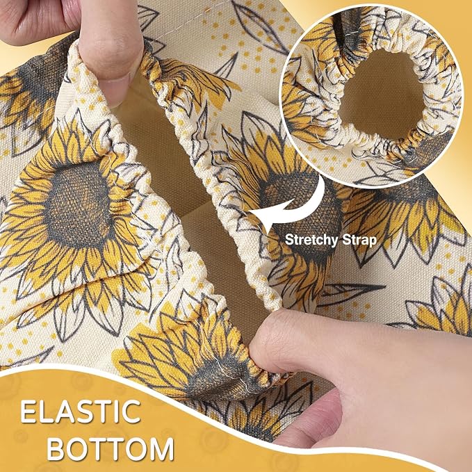Plastic Bag Holder, Reusable Grocery Bag Holder for Plastic Bags Groceries Store, Flower Canvas Trash Plastic Bag Organizer Storage Holders for Home Kitchen Pantry Decor (Yellow Sunflower)