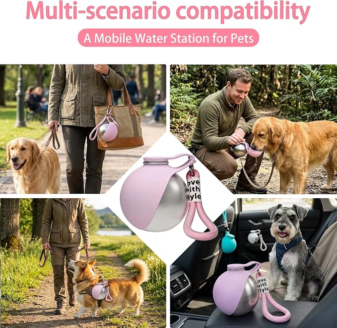 Portable Pet Water Bottle & Collapsible Dog Bowls Spill Proof Water Dispenser Cat Food Container & Dog Treat Holder, Small Size Pet Supplies Travel Accessories for Puppy