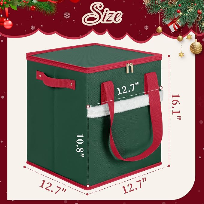 Christmas Nutcracker and Figurine Collectible Storage Box Stores Up to 9 16" Nutcrackers Holiday Ornaments Storage Box with Adjustable Dividers Zippered Top Xmas Decorations Storage Containers