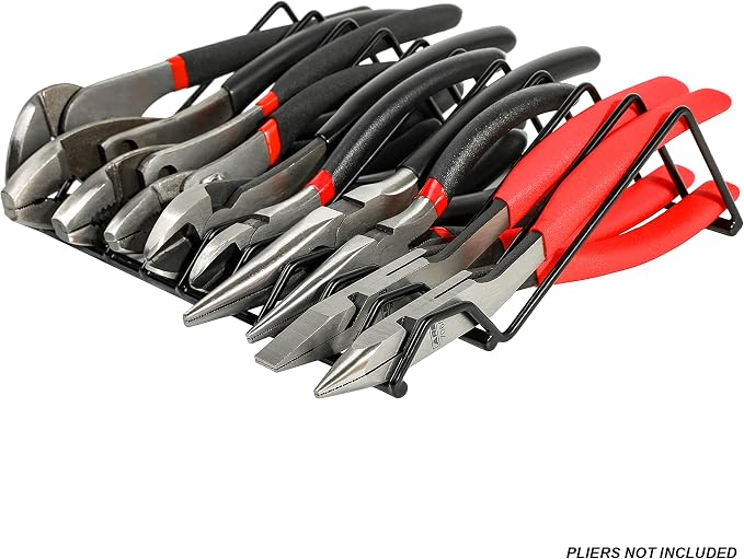 ARES 62004 2-Pc Black 10-Slot Plier Rack Set - Tool Drawer Organizer | 3/4-In Slots Fit Most Pliers; PVC Coating Prevents Slippage
