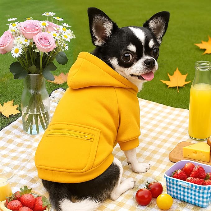 PETCARE Basic Dog Hoodie Sweaters for Small Medium Large Dogs Cats Puppy Clothes Soft Warm Fleece Dog Hoodies Sweatshirt with Small Pockets Fall Winter Chihuahua Dachshund Golden Retriever Outfits