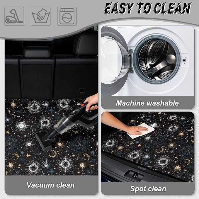Howilath Heavy Duty Car Trunk Mat Non-Slip Star & Moon Rear Trunk Mat Durable Polyester Carpet for SUV Truck Sedan