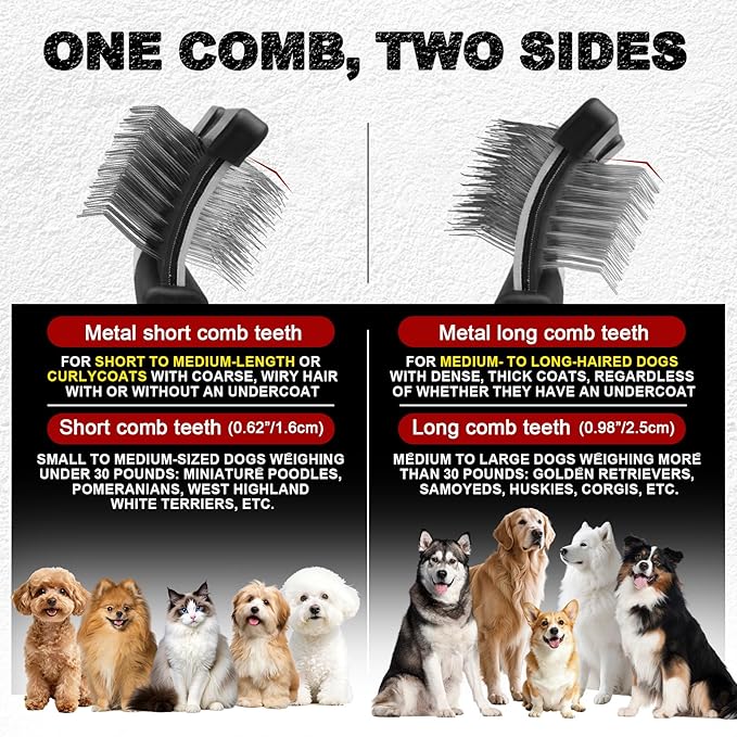 Double-Sided Slicker Brush for Dogs Dual Flexible Slicker Brush Long&Short Pin Dog Brush Professional Pet Grooming Tool for Dogs and Cats Remove Loose Hair Undercoat Tangles Knots