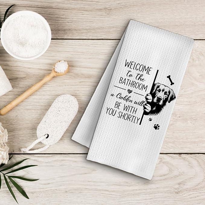 Funny Golden Retriever Bathroom Hand Towels, Golden Retriever Gifts for Women Men, Dog Lover Gifts Decorative Hand Towels for Bathroom Washroom Toilet Restroom, 16x24 Inches