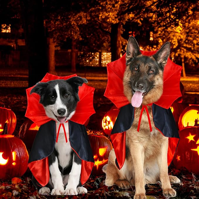 GOYOSWA Dog Halloween Costumes, Dog Vampire Cloak Costume Devil Vampire Cloak Cape Halloween Costumes for Small Medium Large Dogs Pets (Small)