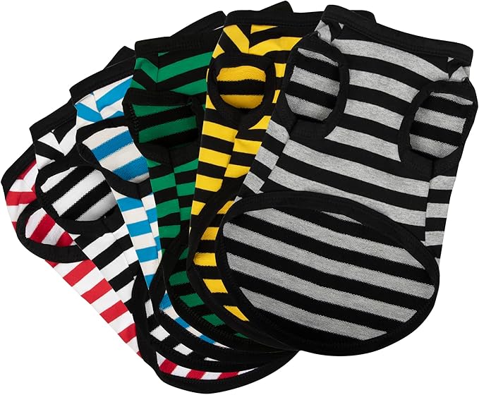 Premium Pet Clothes: 6-Pack Sleeveless Tank Top Dog Shirts - Striped Cotton Vest Set for Breathable Summer Wear (XXL)