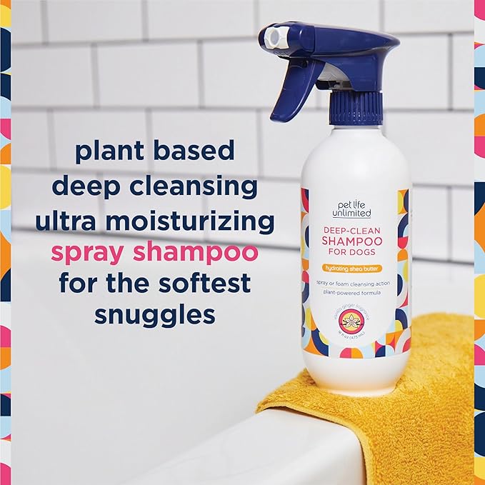 Pet Life Unlimited Dog Shampoo and Conditioner 2-in-1 Spray, 16 oz, Plant-Based, Vanilla Ginger Scent, Gentle Foaming Spray for Hydrating, Cleansing & Deodorizing, Made in USA (Pack of 1)