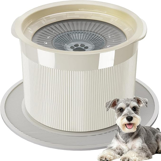 No Spill Ceramic Dog Water Bowl, Large Capacity Slow Drinking Bowl with Floating Disk & Filter, Heavy Duty Anti-Slip Bowl for Small to Medium Dogs, Cats & Multi-Pet Homes Indoor Outdoor