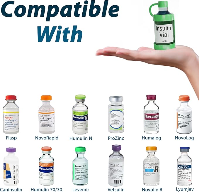 4ALLFAMILY Insulin Vial Protector Case for Travel & Daily Use - Blue | Protective Insulin Vial Case for Travel - Designed to Hold Small Vials Securely for Kids, Adults & Pet Medication Storage