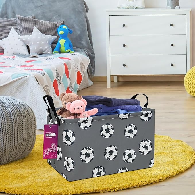 Rectangular Football Storage Basket | Gifts Bag for Toys,Books,Clothes,Gifts,Pets-Perfect for Home,Office,Nursery,Dorm,Shelf