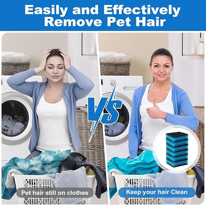 Ultra-Adhesive Pet Hair Catcher for Washing Machine, Reusable & Eco-Friendly Cat & Dog Hair Remover for Laundry, Lint & Fur Remover, Laundry Pet Hair Catcher, Safe for All Fabrics (6PCS)