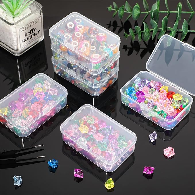 SATINIOR 48 Packs Clear Small Plastic Containers Transparent Storage Box with Hinged Lid for Small Items Crafts Jewelry (3.27x2.13x1.02 Inches)