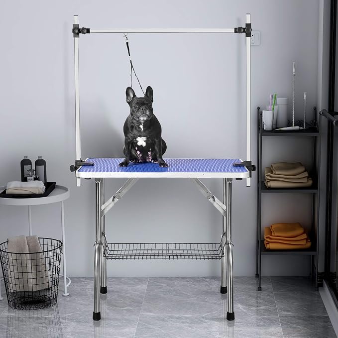 Professional 36" Adjustable Pet Grooming Table Heavy Duty with Arm & Nosse & Mesh Tray for Large Dog Cat Shower Table Bath Station, Maximum Capacity Up to 330 LBS (36 inch)