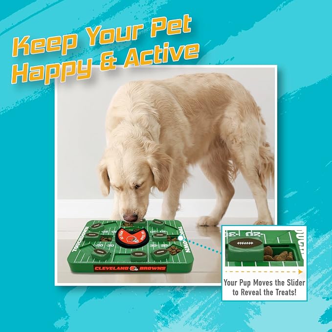 Pets First NFL Cleveland Browns Large Puzzle Toy, New Size, Interactive Dog Treat & Slow Feeding Toy