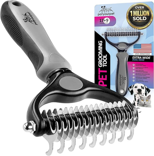 Pat Your Pet Deshedding Dog Brush For Shedding – Cat Brushes For Indoor Cats, Double-Sided Cat Brush Deshedding & Grooming Tool For Long Haired And Short Haired Dogs, Skin-Friendly