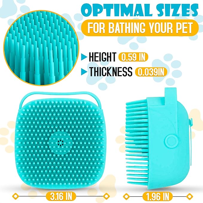 Cat Dog Bath Brush Scrubber - Silicone Bath Brush for Dogs Scrubber Brush Cat Grooming Brush Exfoliating Shampoo Massage Brush - Shower Brush Soft Bristle Hair Brush Dog Scrubber with Soap Dispenser