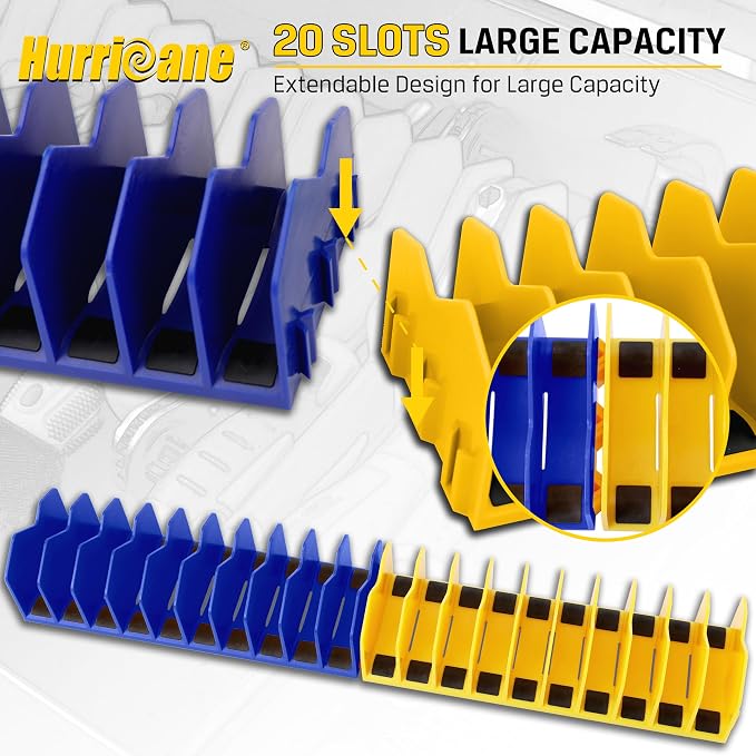 HURRICANE Pliers Organizer Rack, Pliers Cutters Organizer with Non-Slip Rubber Base, Keep Tools Organized in Drawers, 2 Pack, Extendable Design, Fit 3'H Drawers and More(Yellow and Blue)