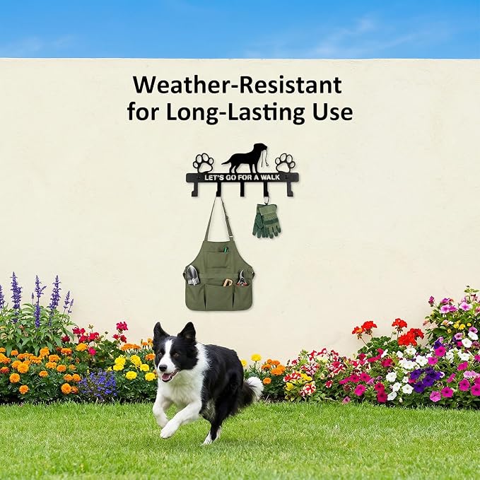 5-Hooks Dog Leash Holder for Wall,Key Holders Key Holder Leash Hooks | Metal, Wall Mounted, with Screws, Dog Accessory Holders, Pet Leashes Organizer, for Collars, Entryway, Hallway, Kitchen Decor