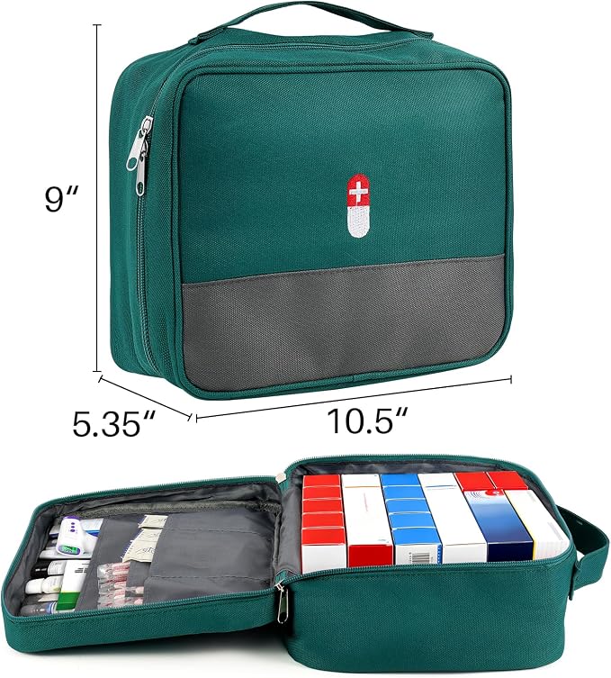 First Aid Bag Empty Medicine Bag Portable Medical Supplies Organizer Bag for Home Traveling Outdoor Hiking Camping Backpacking Cycling (Green)